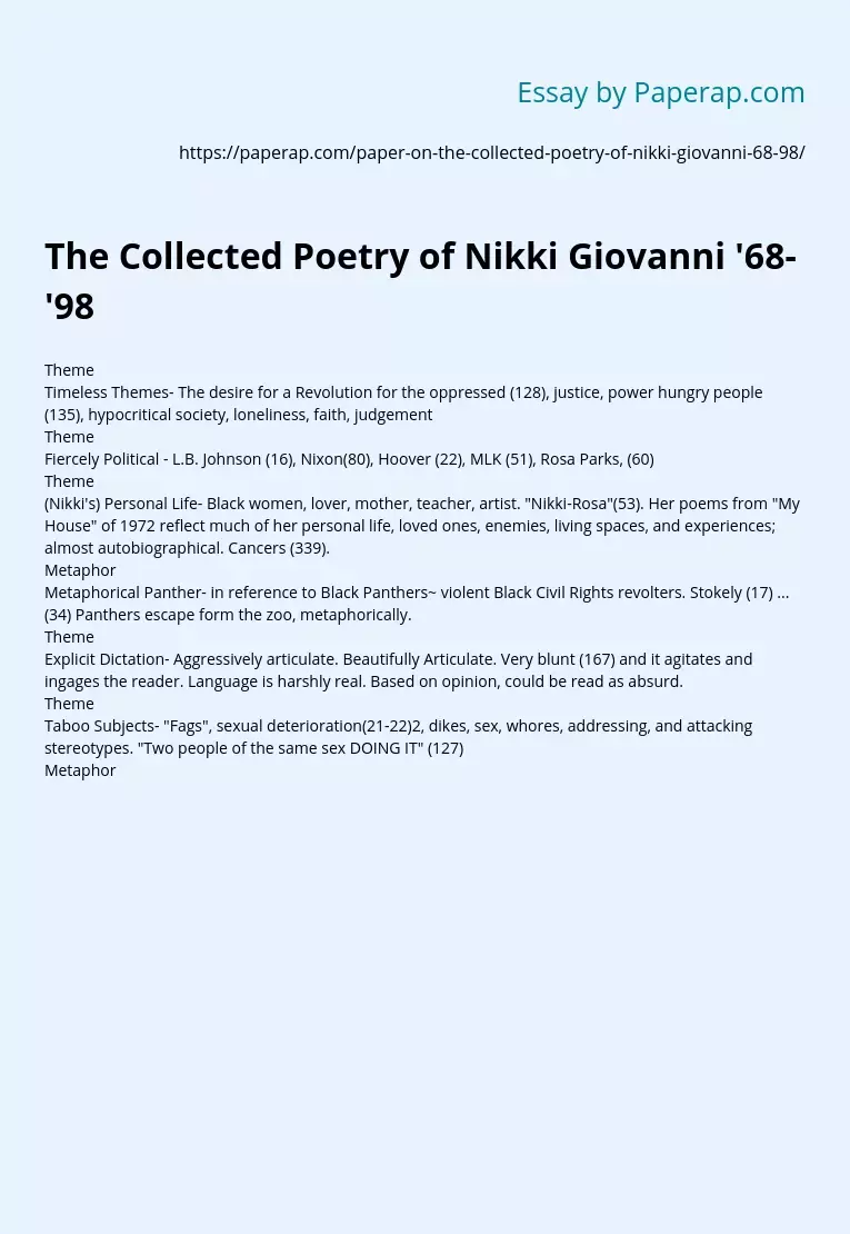 The Collected Poetry of Nikki Giovanni '68-'98