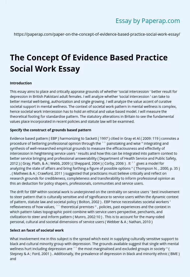 The Concept Of Evidence Based Practice Social Work Essay