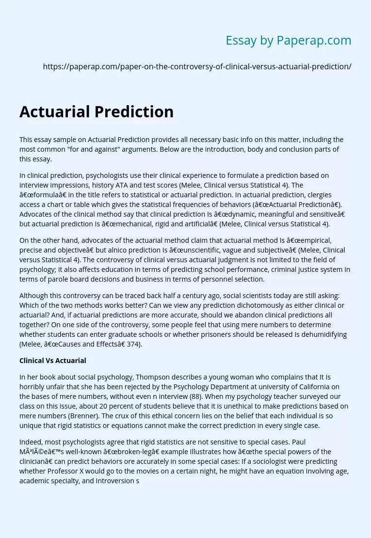 Actuarial Prediction