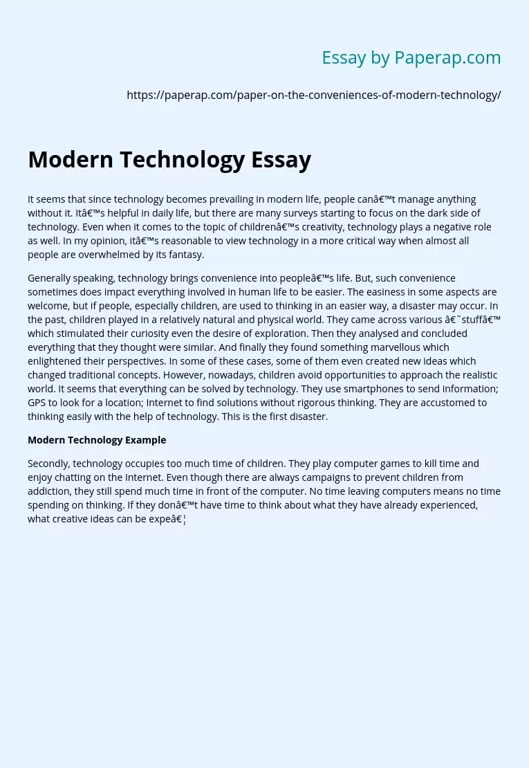Modern Technology Essay