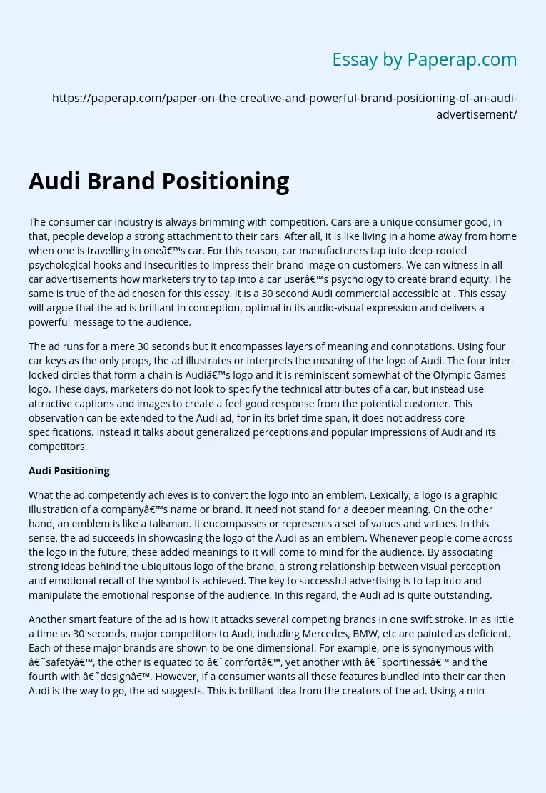 Audi Brand Positioning