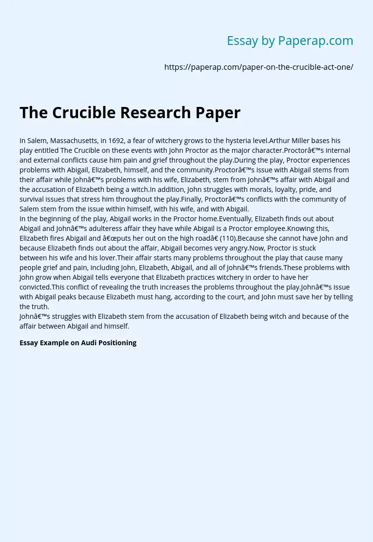 Реферат: The Crucible Emotional Conflicts Essay Research Paper
