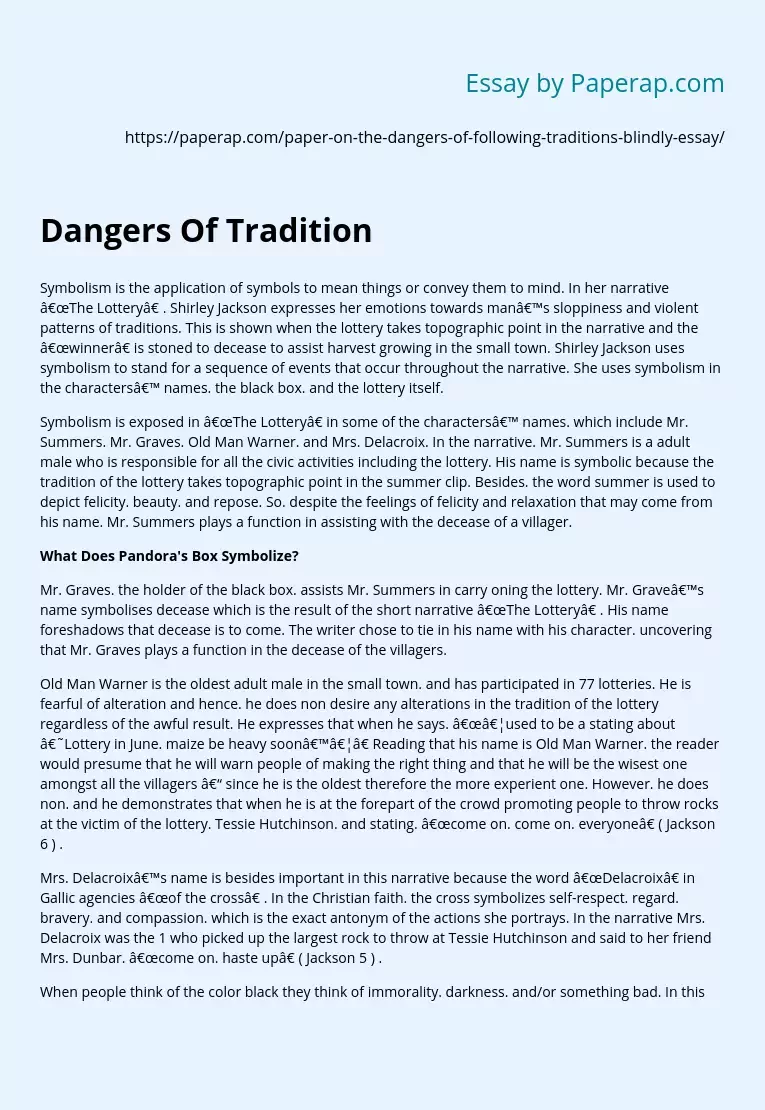 Dangers Of Tradition