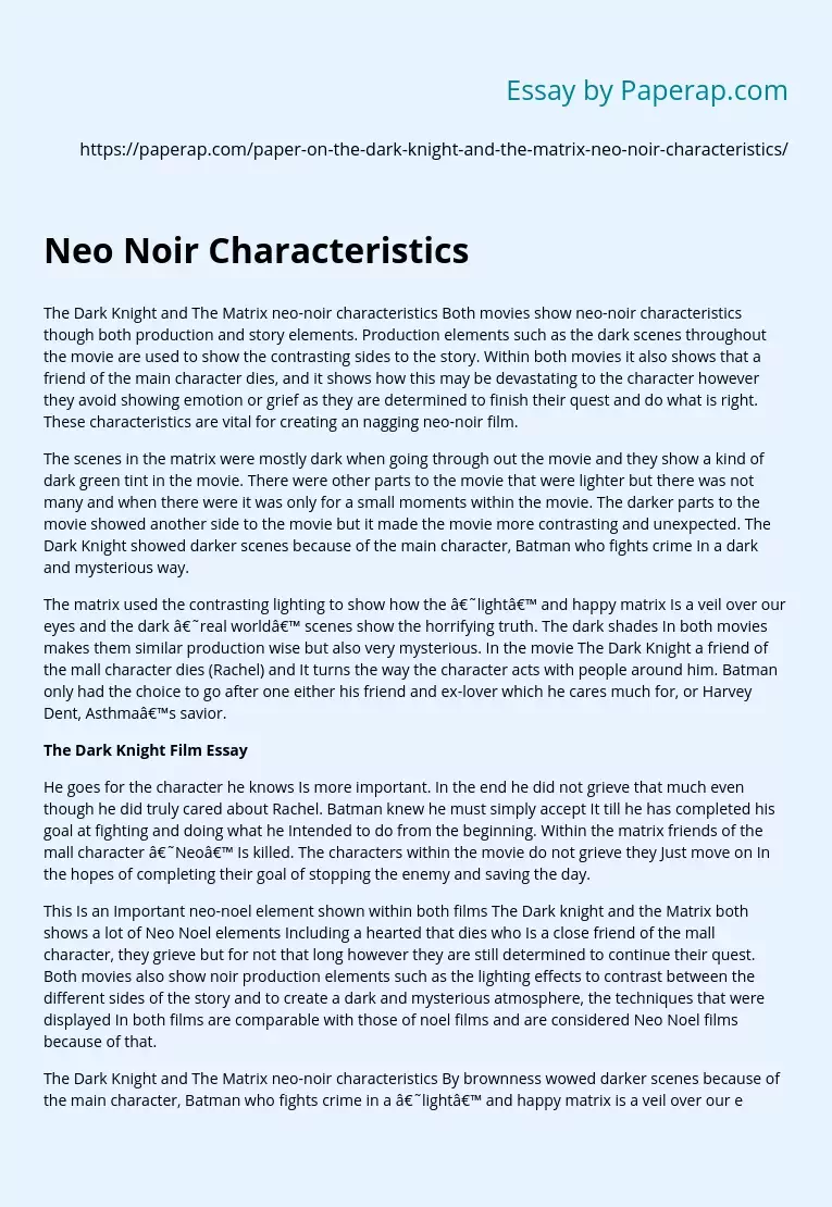 Neo Noir Characteristics