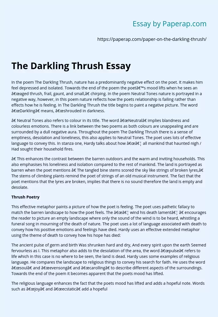 The Darkling Thrush Essay