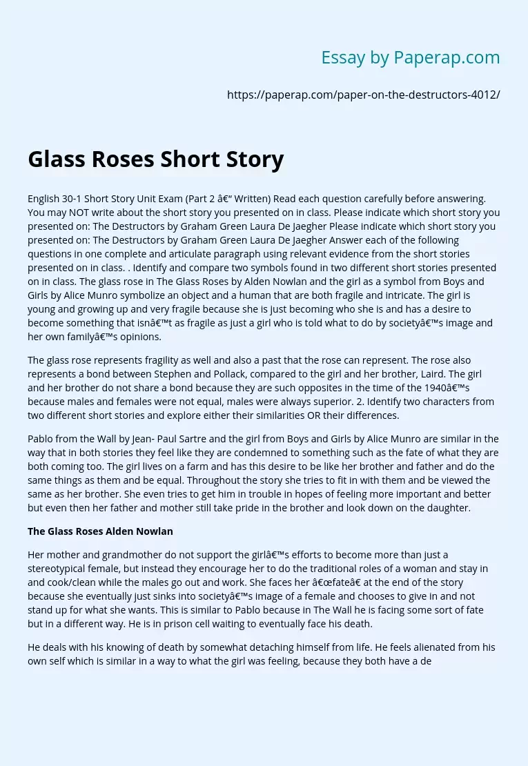 The Glass Roses Alden Nowlan