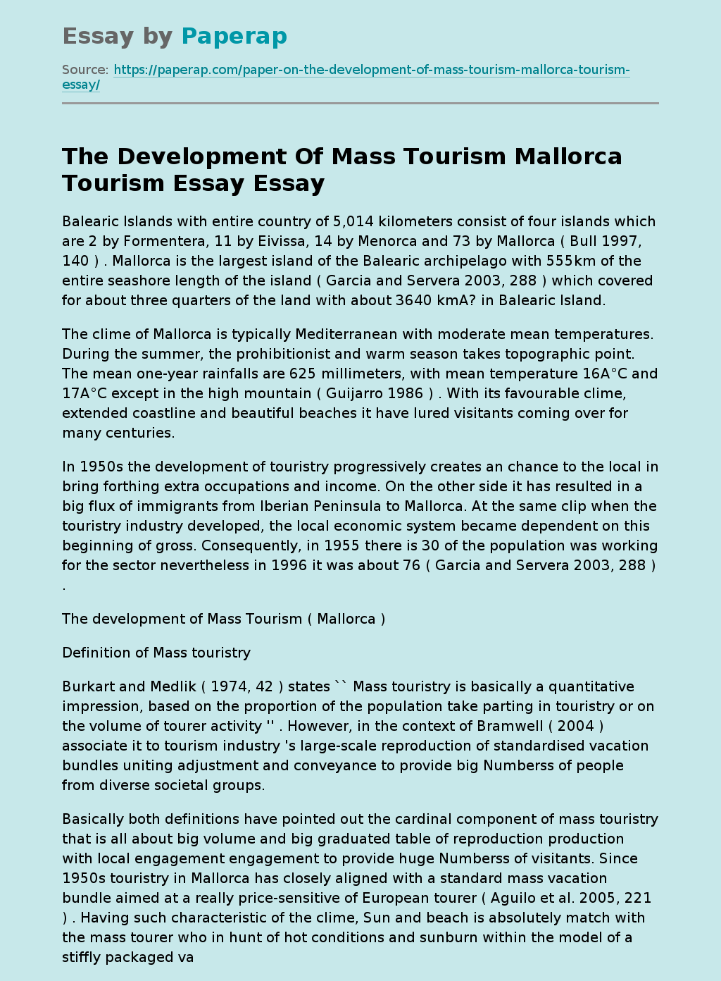 The Development Of Mass Tourism Mallorca Tourism Essay