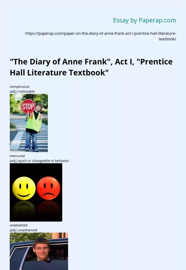 &quot;The Diary of Anne Frank&quot;, Act I, &quot;Prentice Hall Literature Textbook&quot;