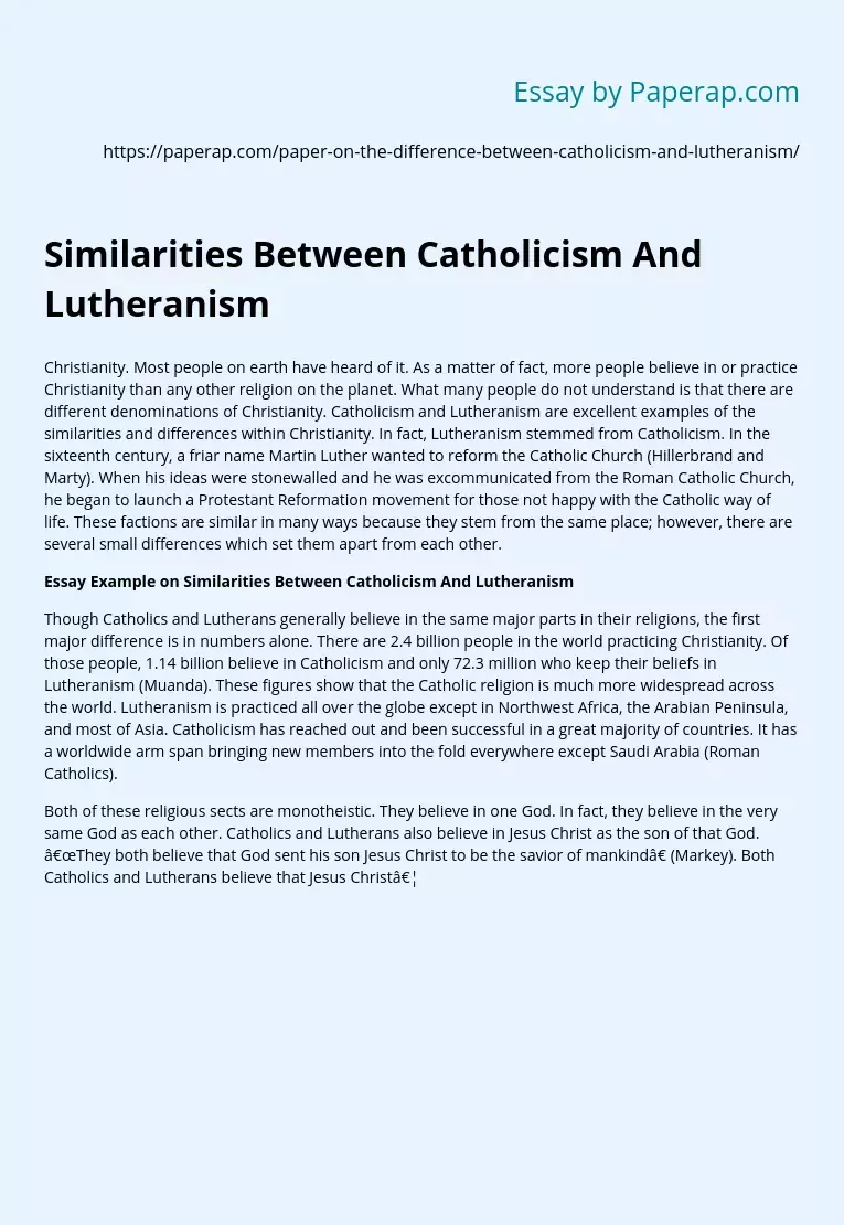 Similarities Between Catholicism And Lutheranism