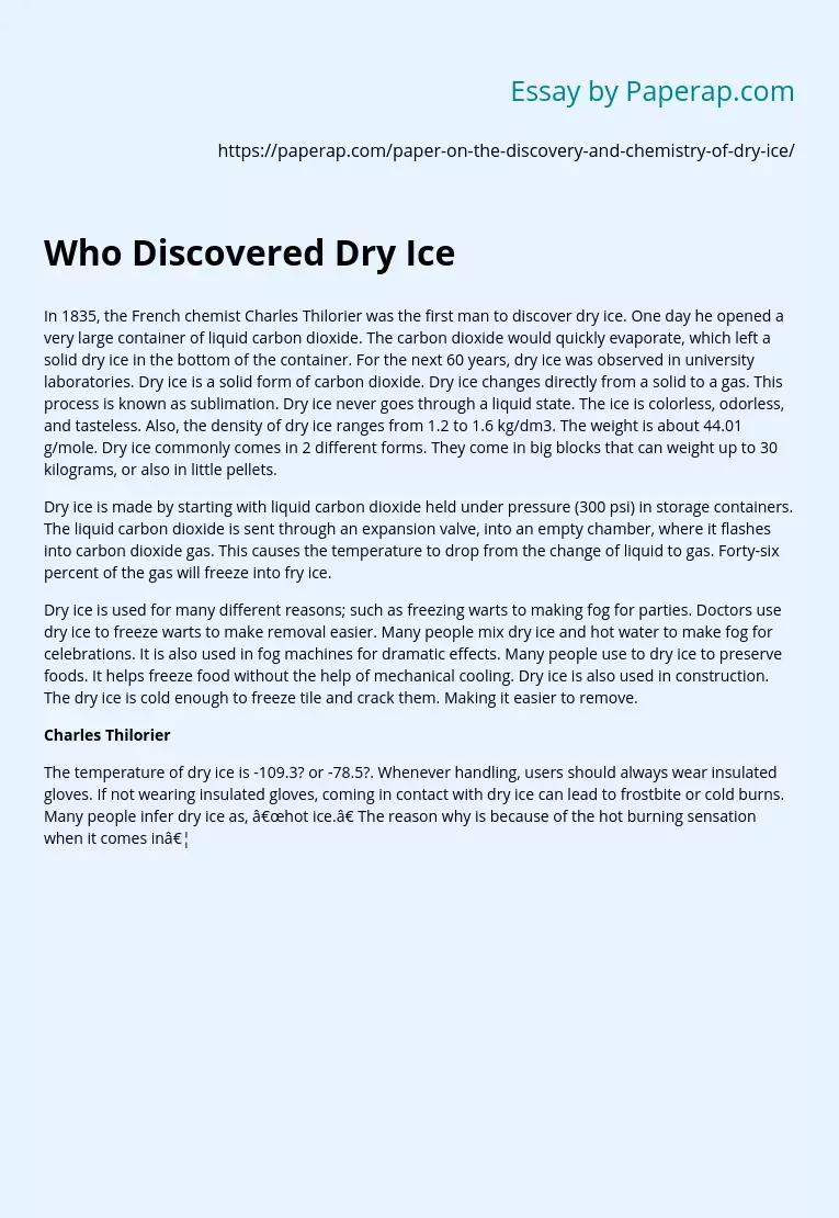Who Discovered Dry Ice