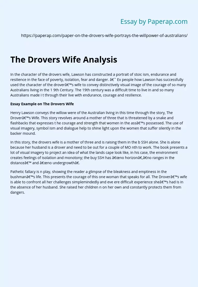 The Drovers Wife Analysis