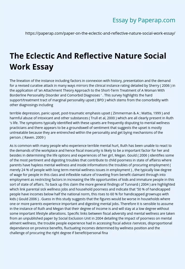 The Eclectic And Reflective Nature Social Work Essay