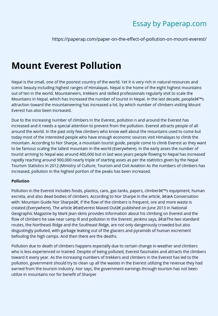 Mount Everest Pollution