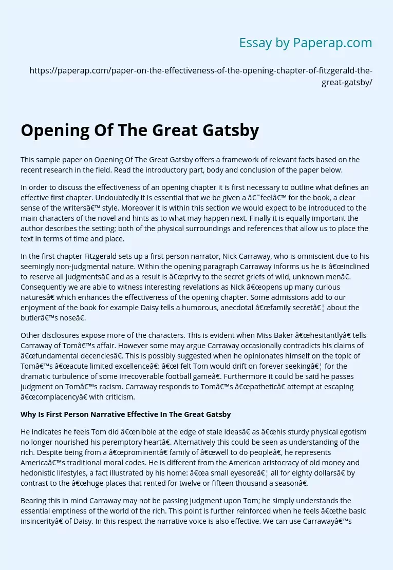 Opening Of The Great Gatsby