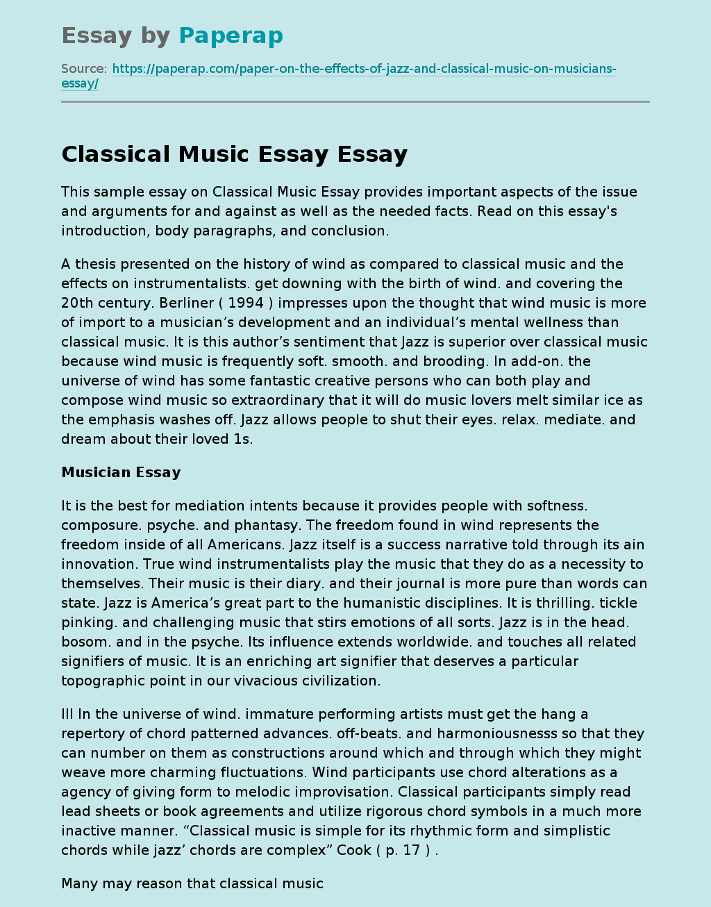 Classical Music Essay