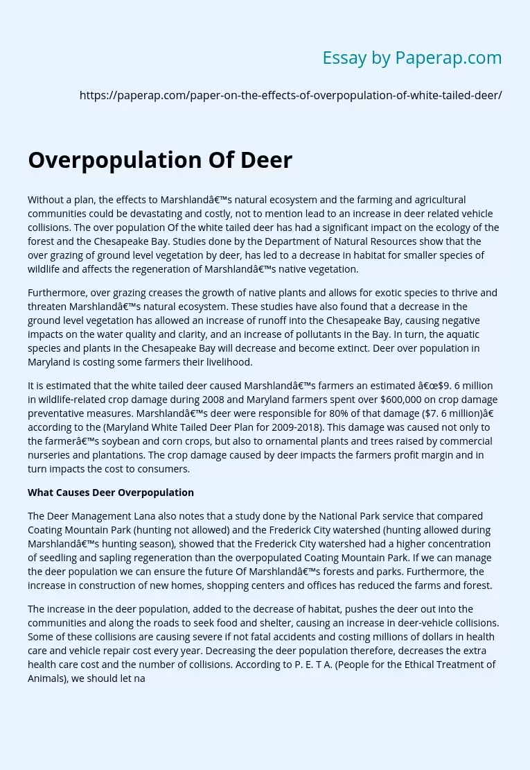 Overpopulation Of Deer