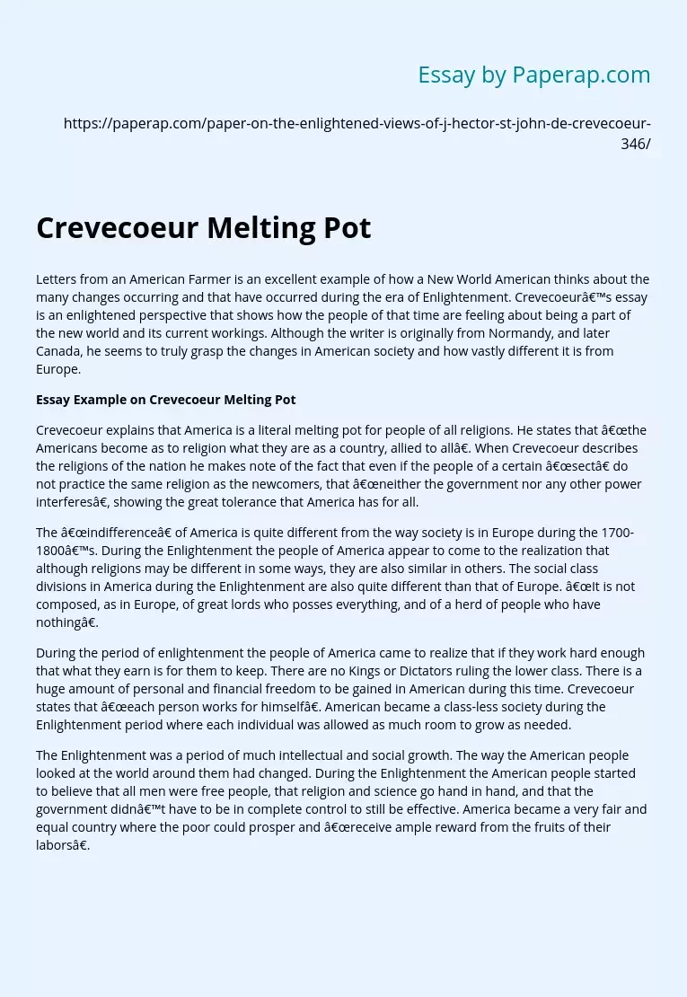 Crevecoeur Melting Pot