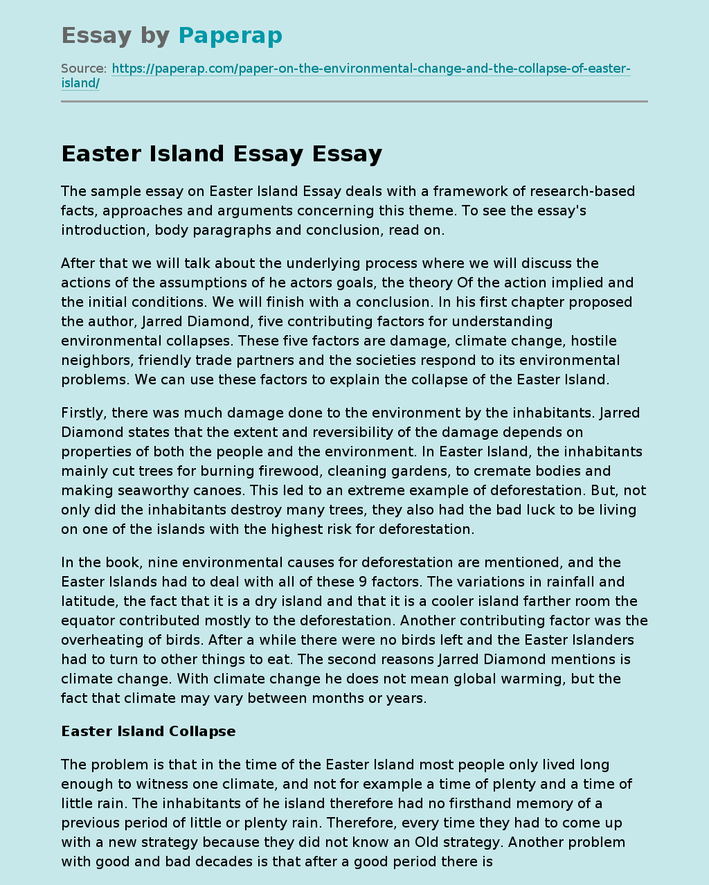 Easter Island Essay