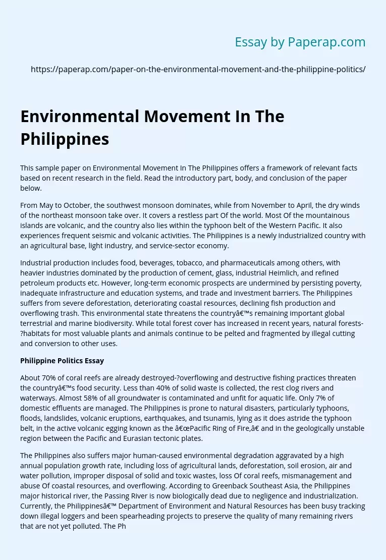 Environmental Movement In The Philippines