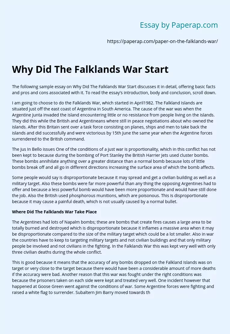 Why Did The Falklands War Start