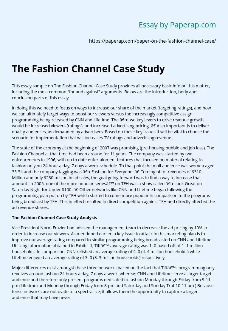 The Fashion Channel Case Study