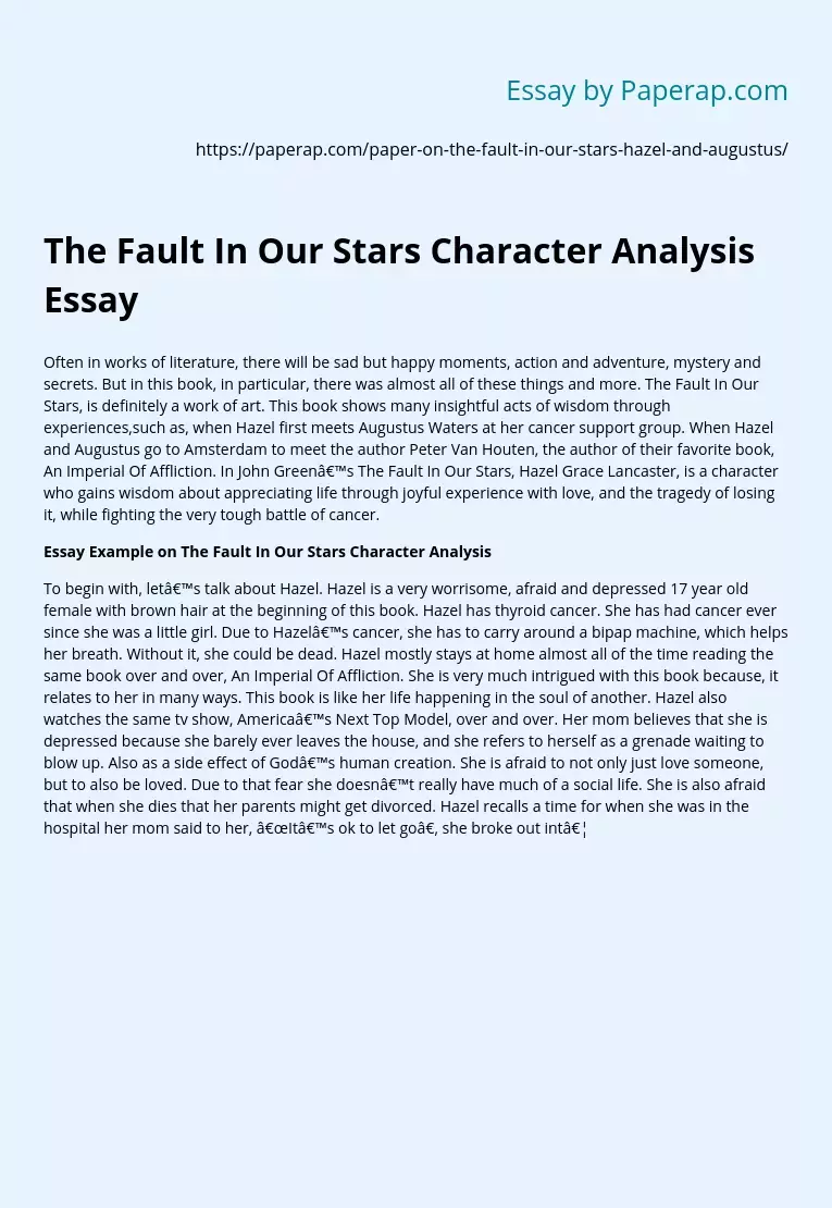 the fault in our stars short book review essay