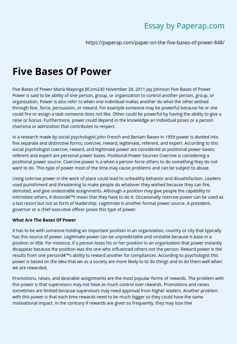 bases of power essay examples