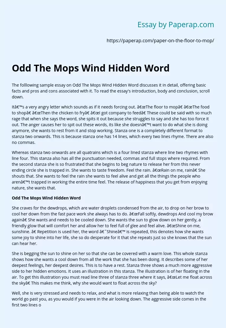 Odd The Mops Wind Hidden Word