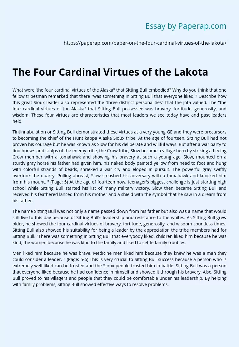 The Four Cardinal Virtues of the Lakota