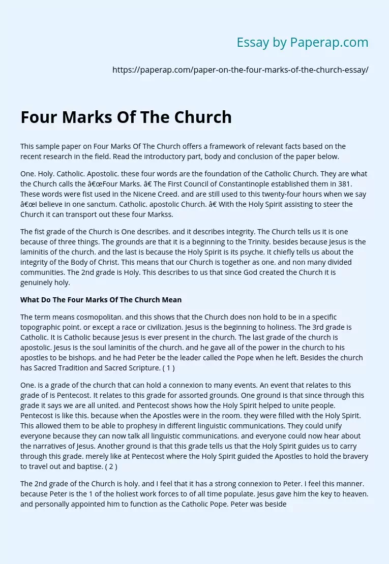 Four Marks Of The Church