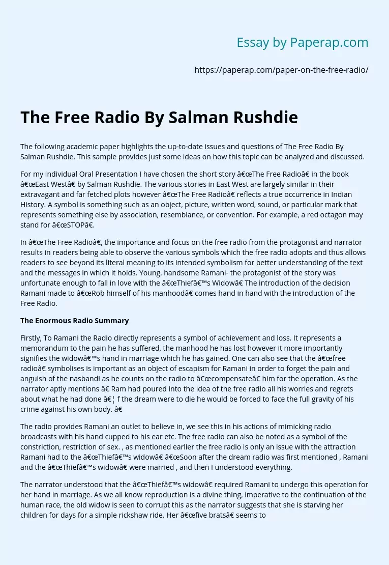 The Free Radio By Salman Rushdie