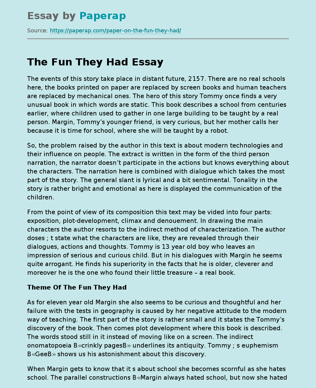 essay on the fun they had