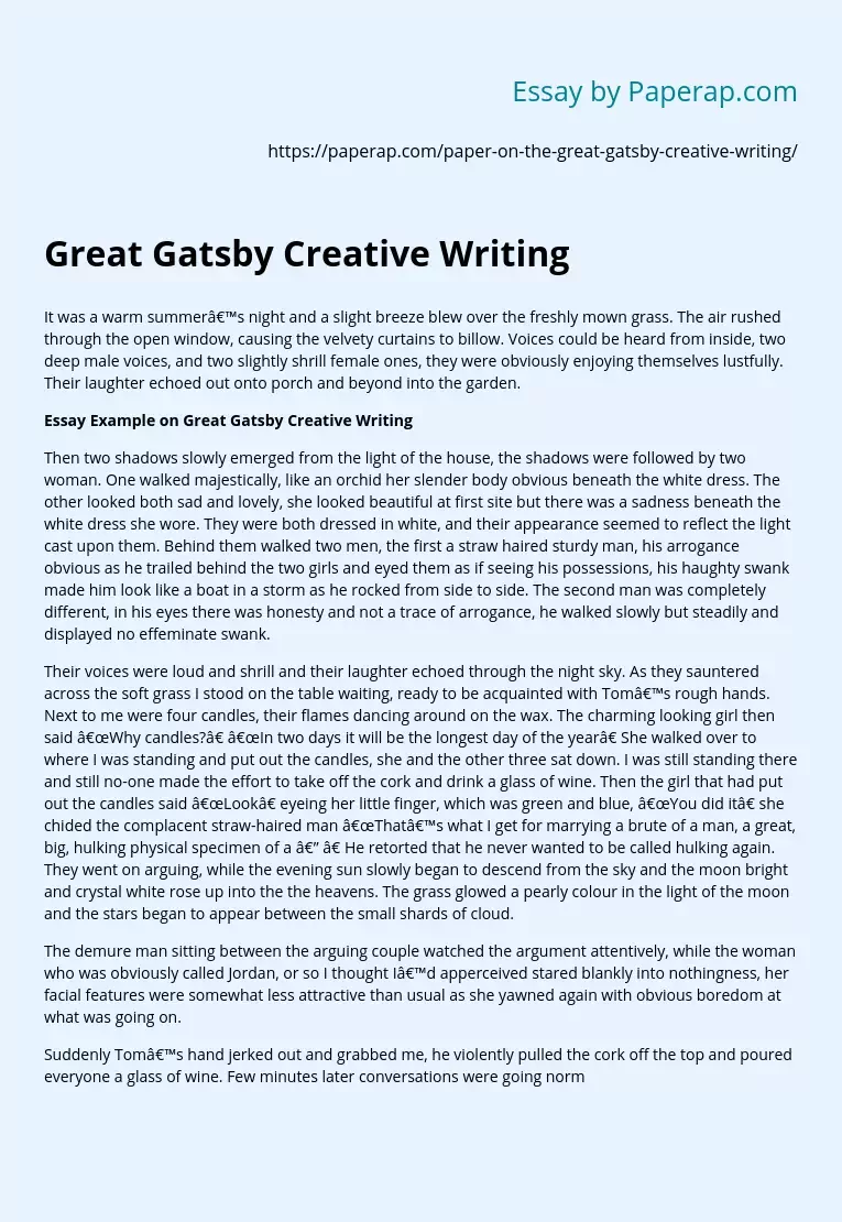 Great Gatsby Creative Writing