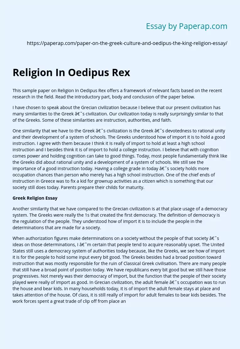 Religion In Oedipus Rex