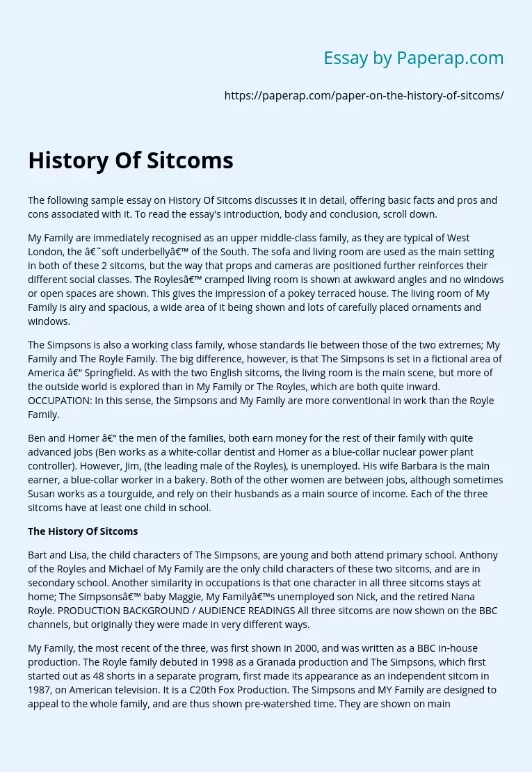 History Of Sitcoms