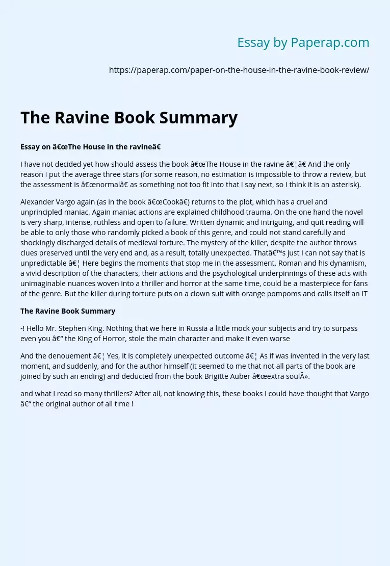 The Ravine Book Summary