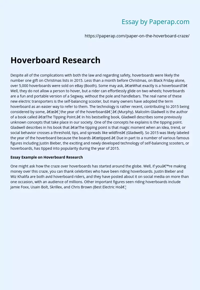 Reasons for Hoverboard Craze Research