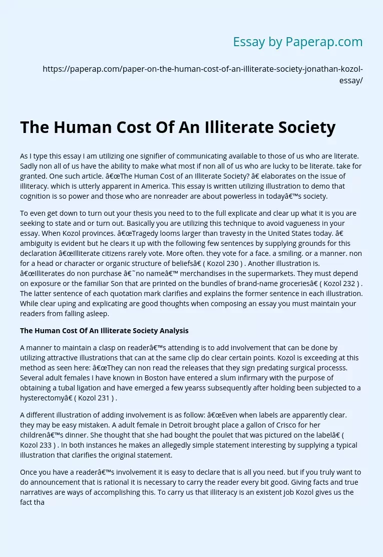 The Human Cost Of An Illiterate Society