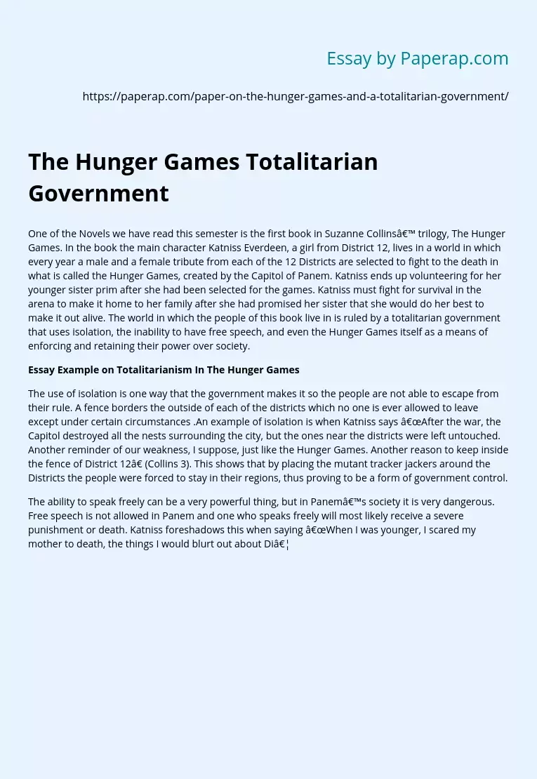 the hunger games essay examples