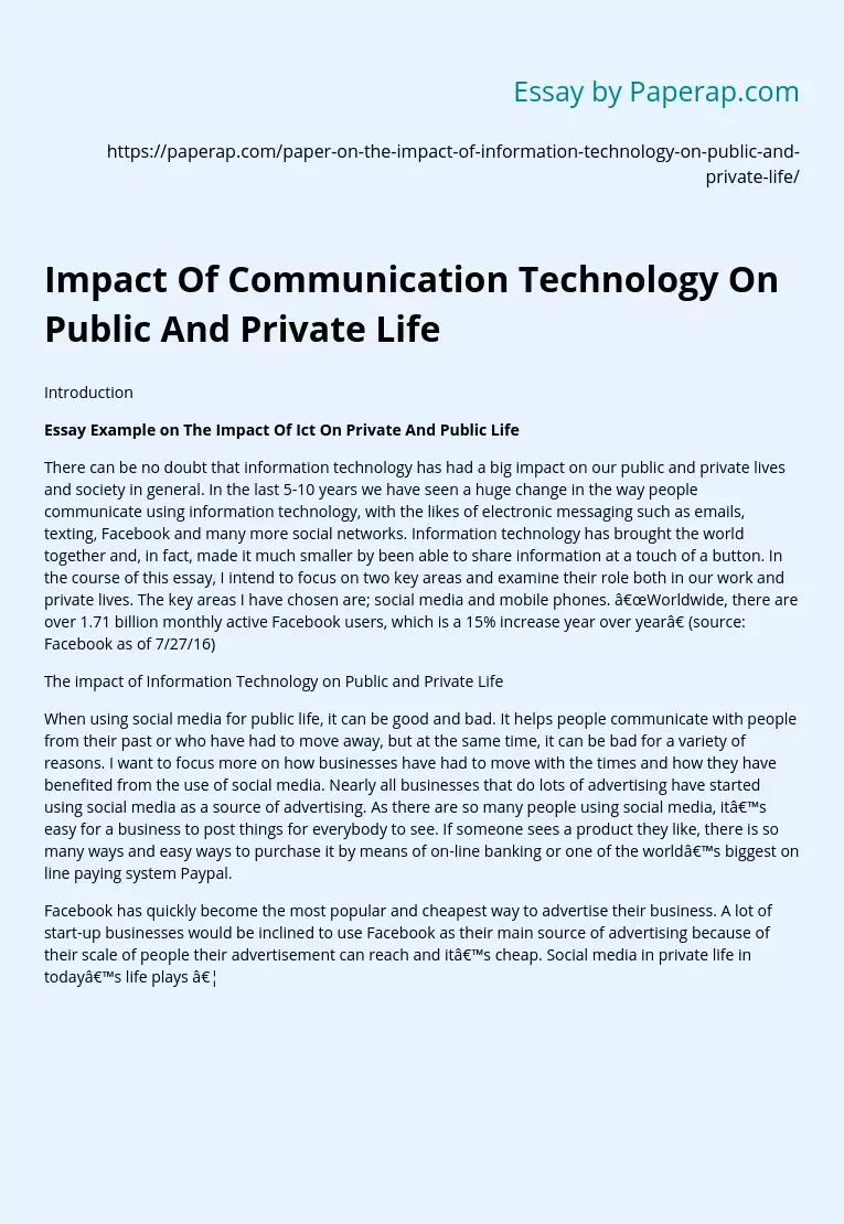 impact-of-communication-technology-on-public-and-private-life-personal