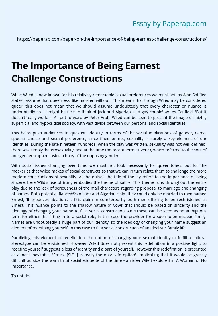 The Importance of Being Earnest Challenge Constructions