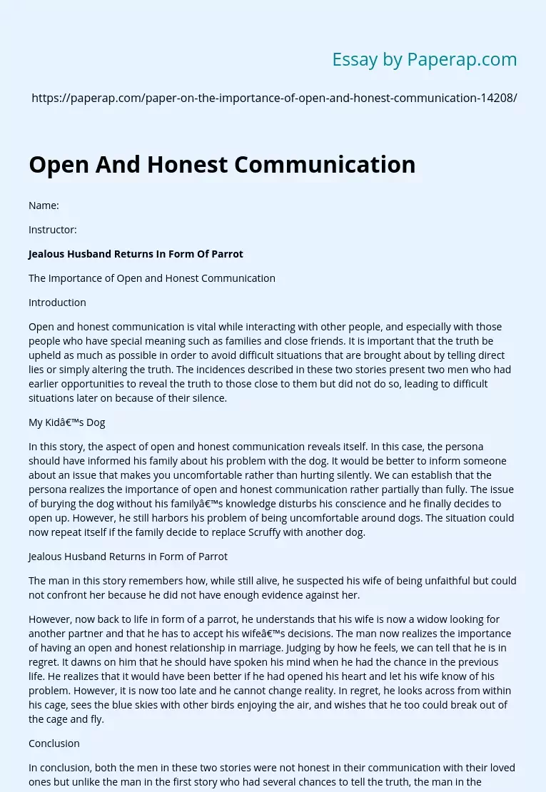 Open And Honest Communication