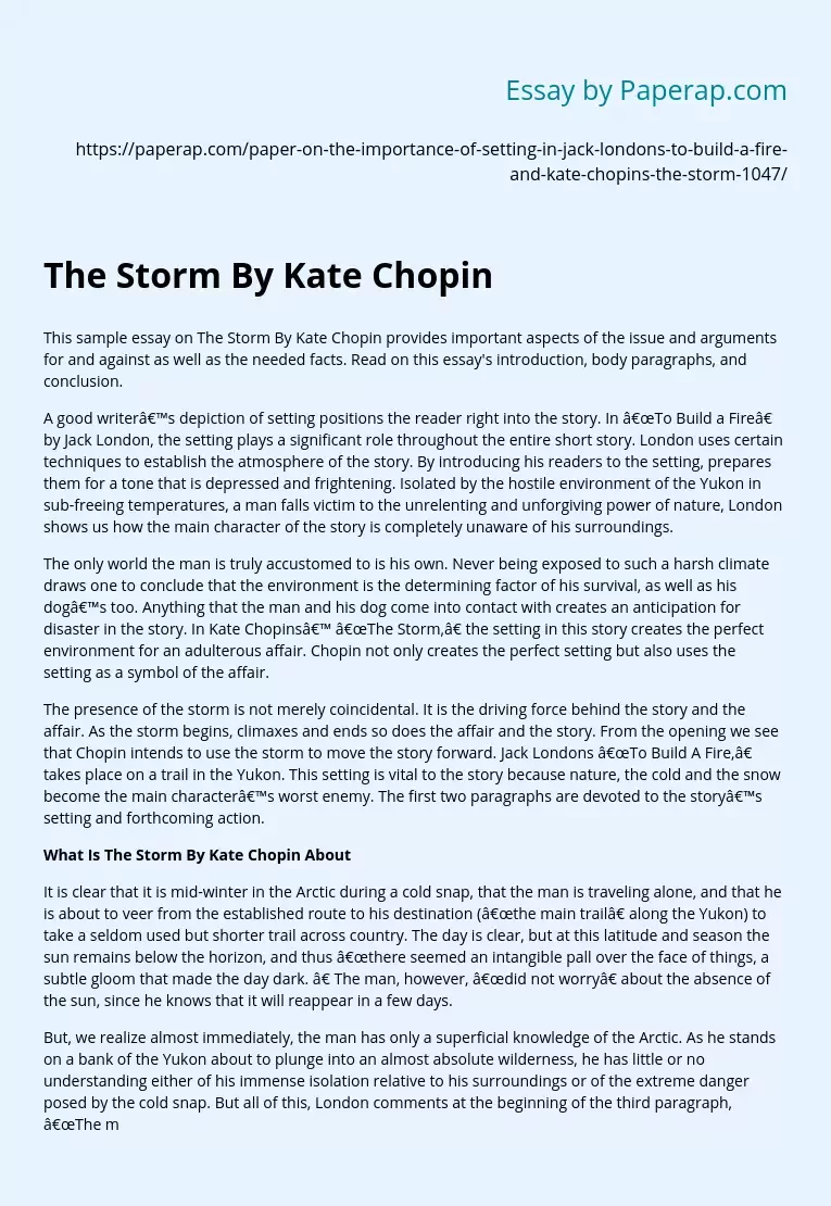 The Storm By Kate Chopin