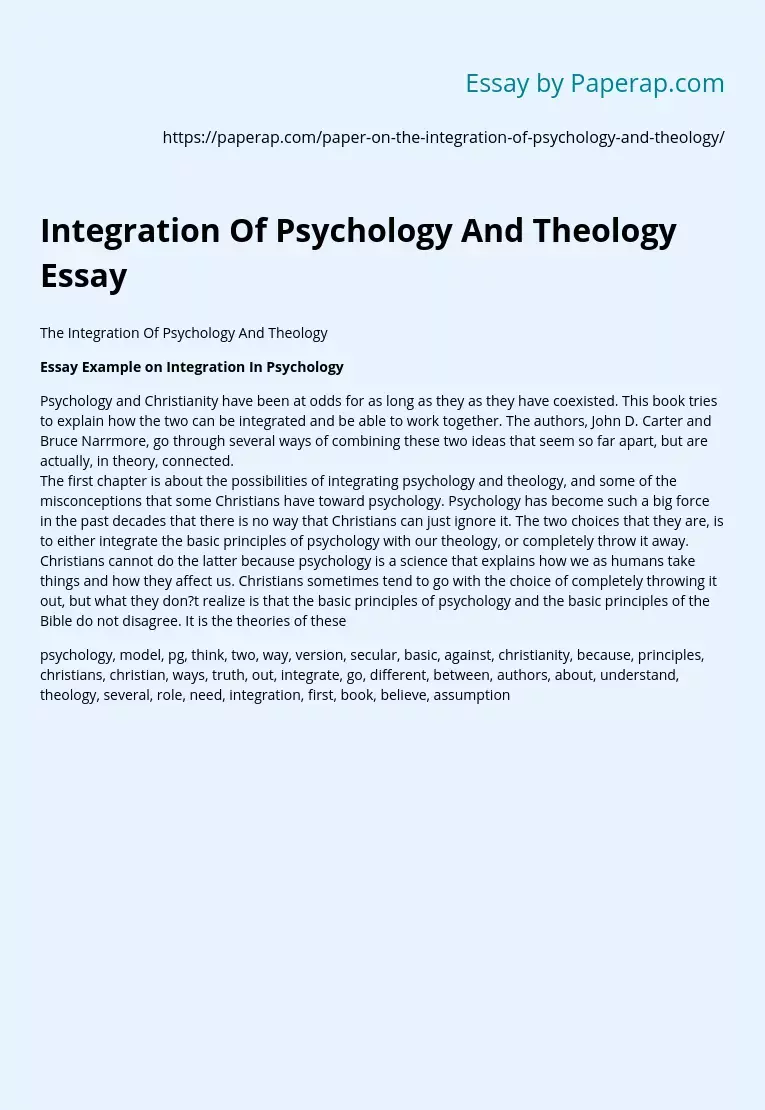 Integration Of Psychology And Theology Essay