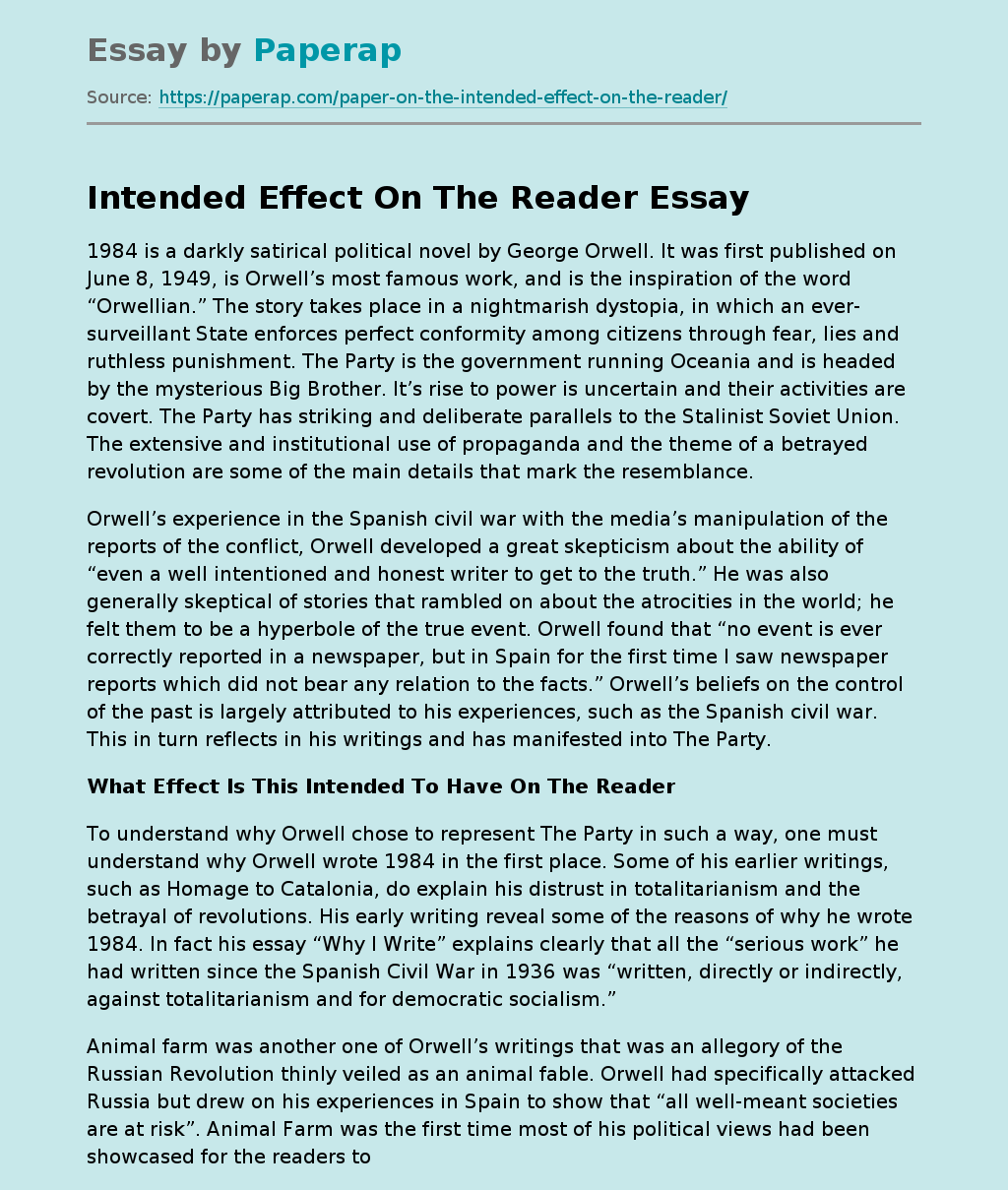Intended Effect On The Reader