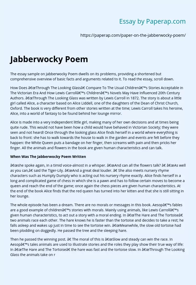 Jabberwocky Poem