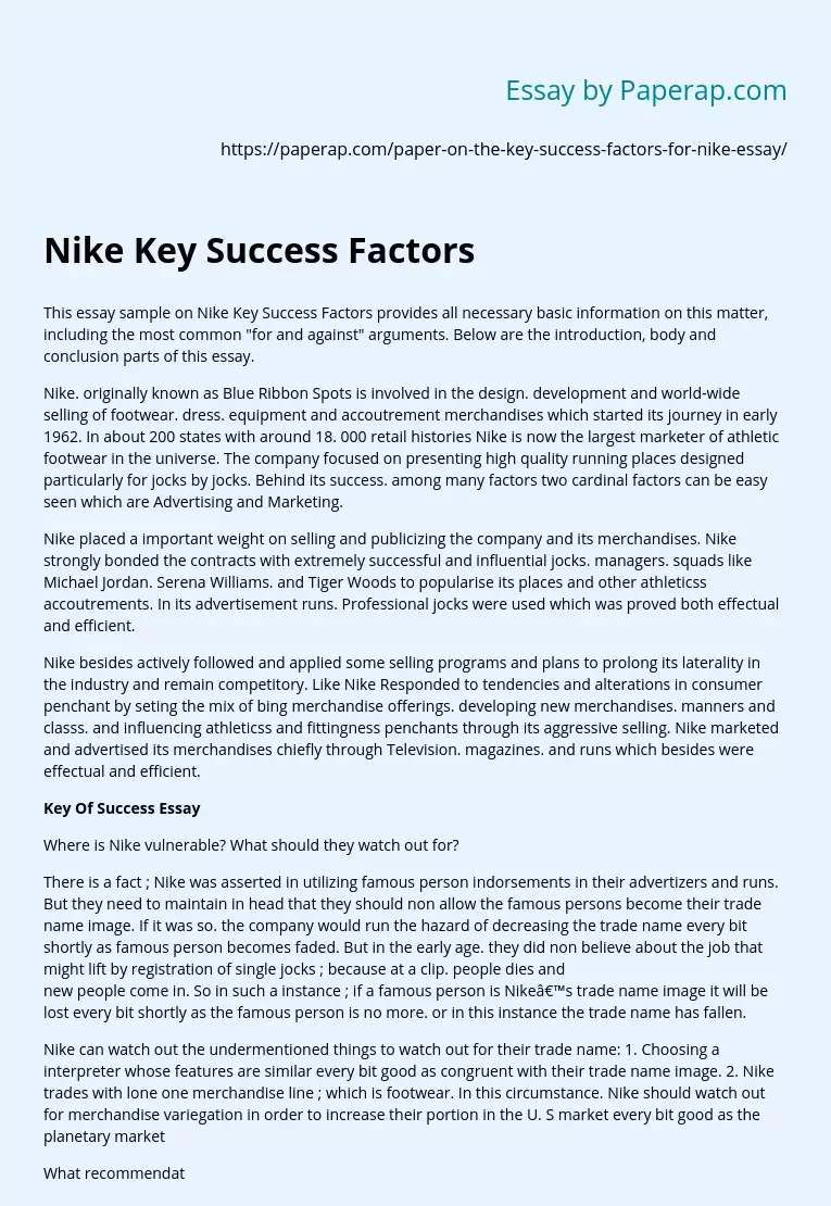 Nike Key Success Factors