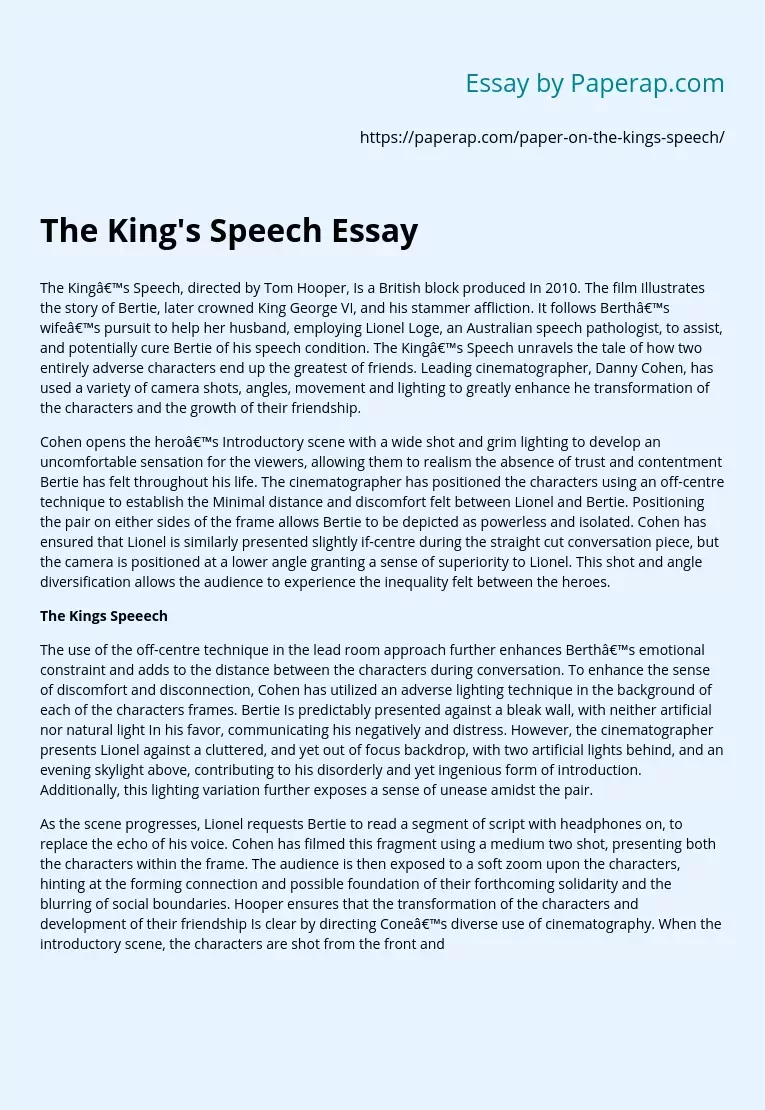 The King's Speech Essay