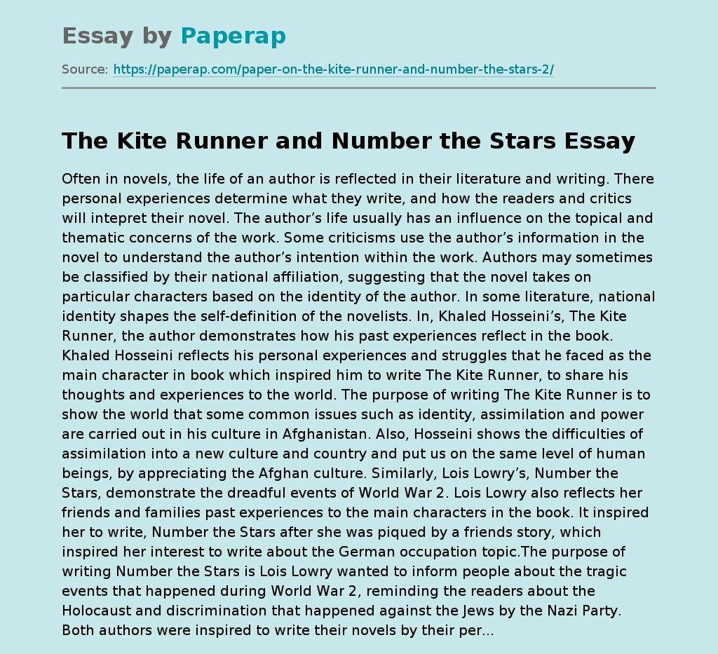 The Kite Runner and Number the Stars