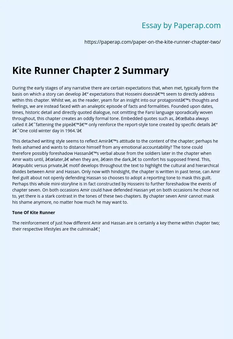 Kite Runner Chapter 2 Summary